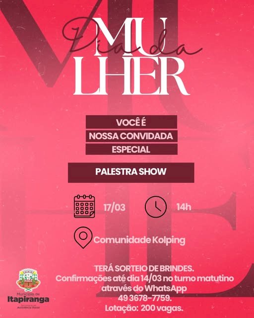 Com foco nas mulheres, palestra show será realizada em Itapiranga