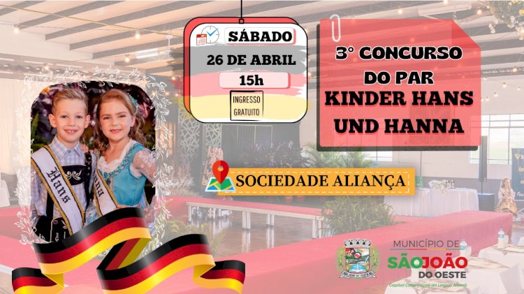 Prefeitura de São João do Oeste abre inscrições para concurso Kinder Hans und Hanna